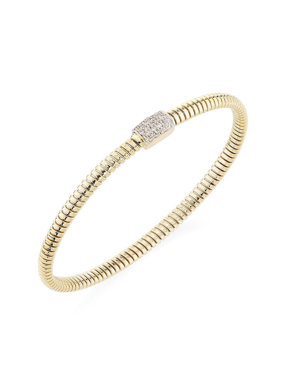 Womens 14K Yellow Gold & 0.2 TCW Diamond Tubogas Bangle Product Image