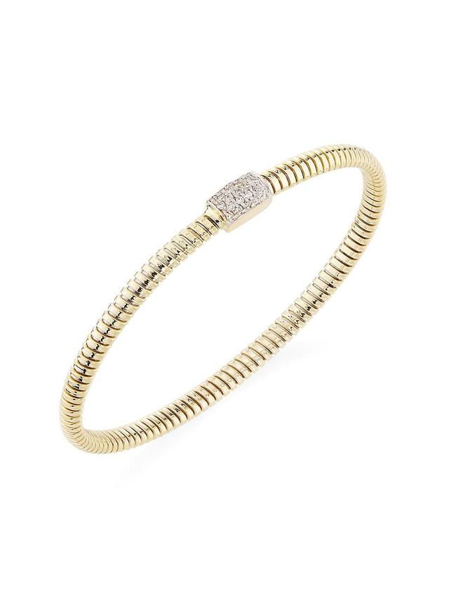 Womens 14K Yellow Gold & 0.2 TCW Diamond Tubogas Bangle Product Image