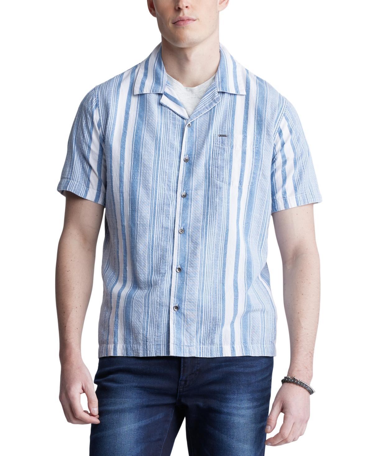 Buffalo David Bitton Mens Sinap Striped Short Sleeve Button-Front Camp Shirt Product Image