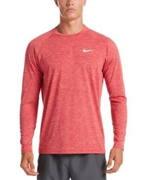 Men's Heather Hydroguard Long Sleeve Swim T-shirt In University Red Product Image