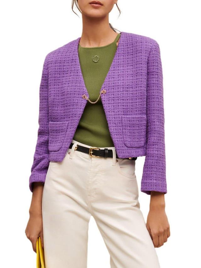 Womens Cropped Tweed Jacket Product Image