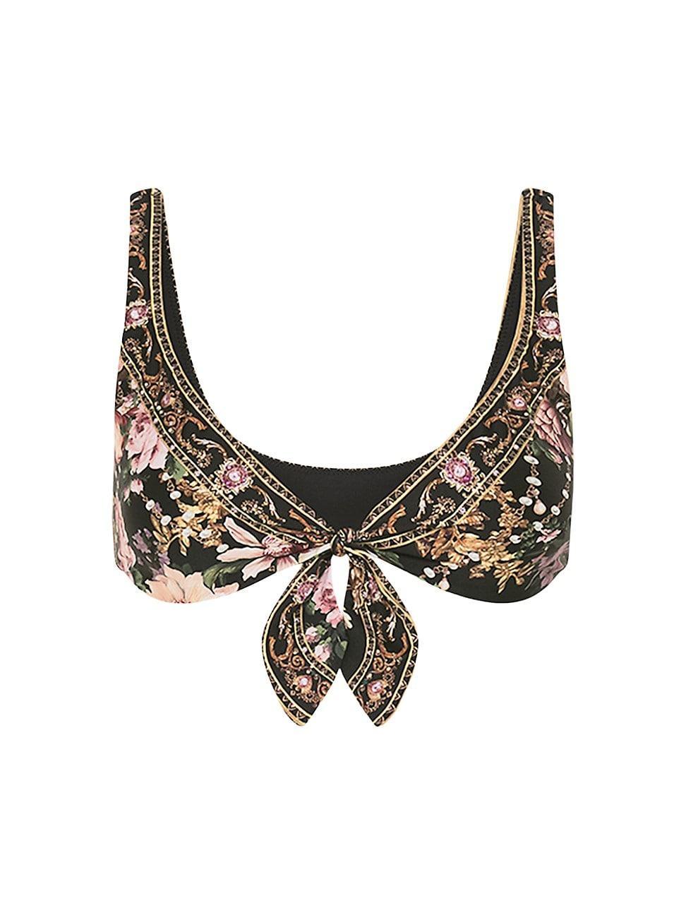 Womens Floral Front-Tie Bikini Top Product Image