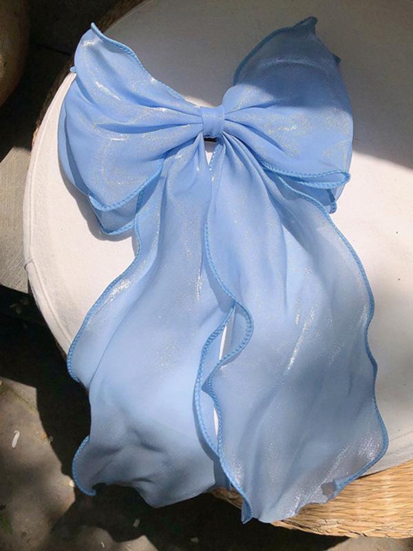 Bowknot Gauze Pleated See-Through Solid Color French Barrette Hair Accessories Hair Clips Product Image