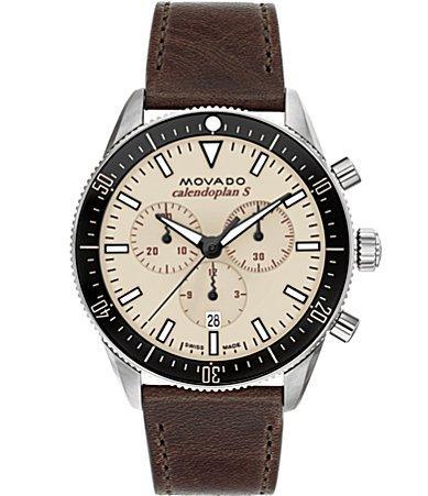 Movado Mens Swiss Chronograph Calendoplan S Cognac Leather Strap Watch 42mm - Brown Product Image