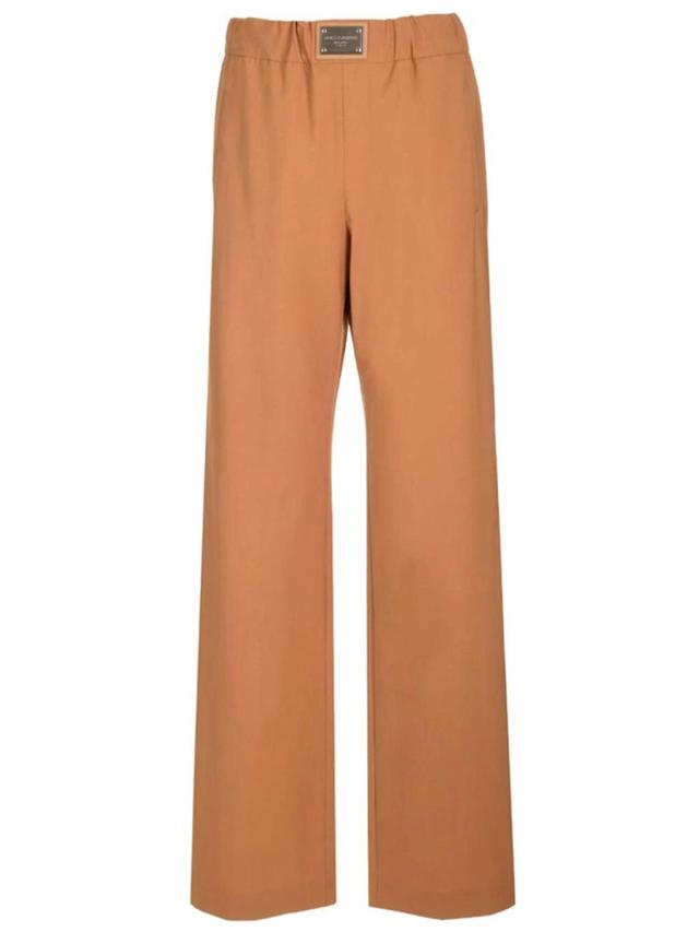 Logo Plaque Straight Leg Pants In Brown Product Image