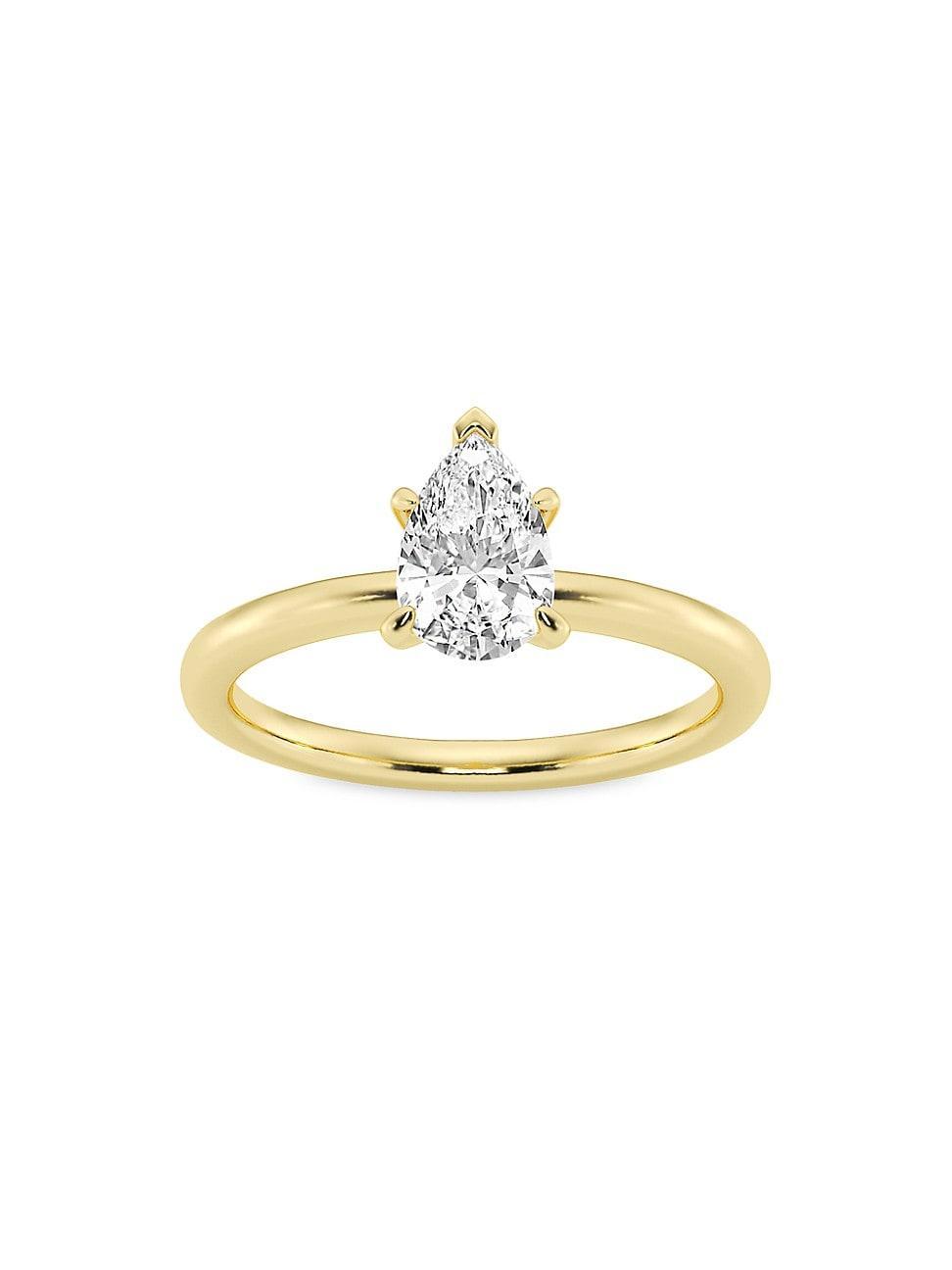 Womens 14K Yellow Gold & Pear-Cut Lab-Grown Diamond Solitaire Ring/0.50-5.00 TCW Product Image