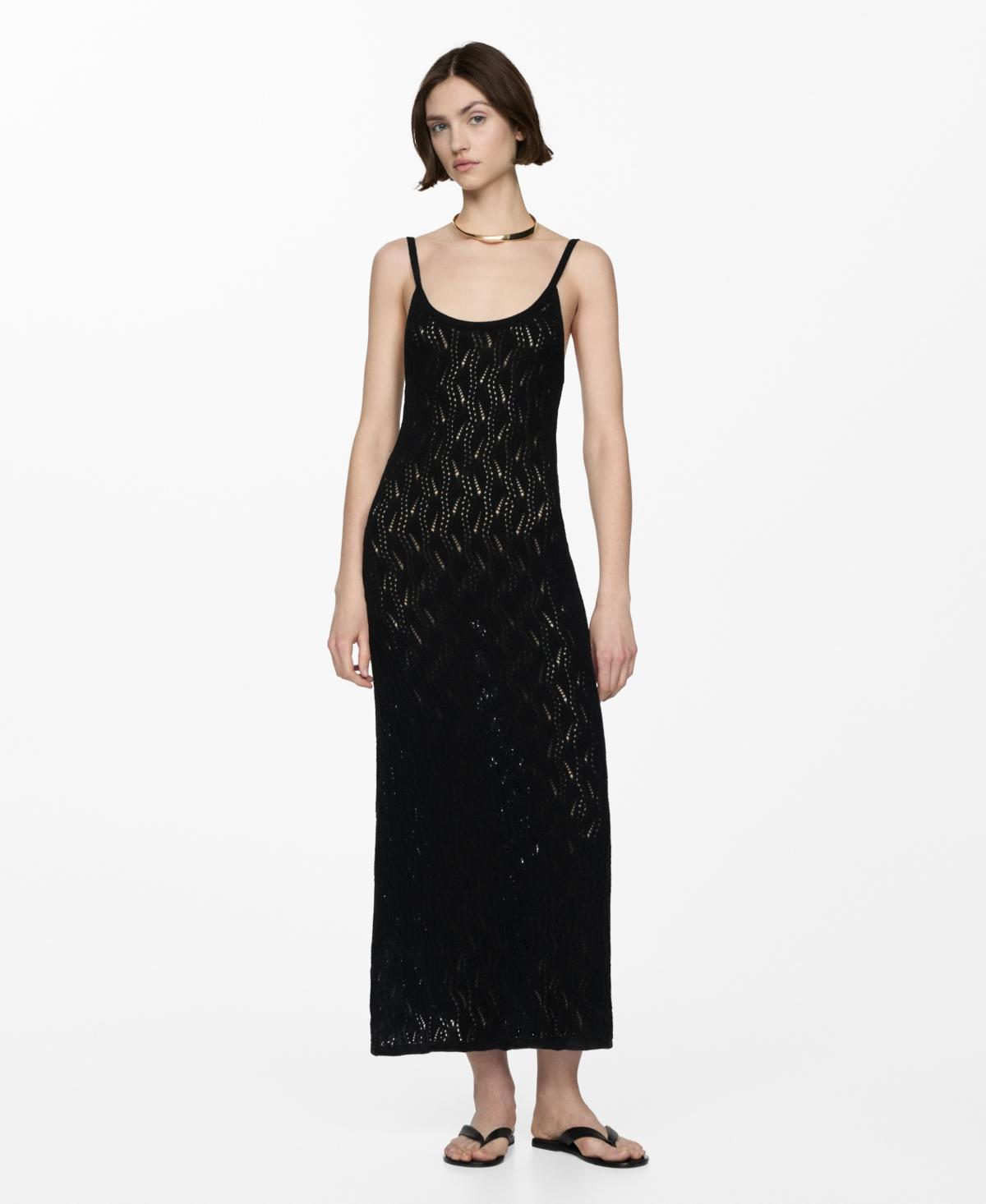 Mango Womens Crochet Long Dress Product Image