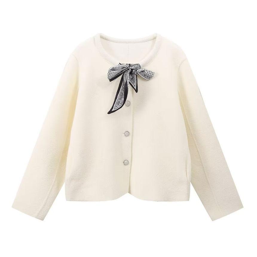 Round Neck Bow Cardigan Product Image