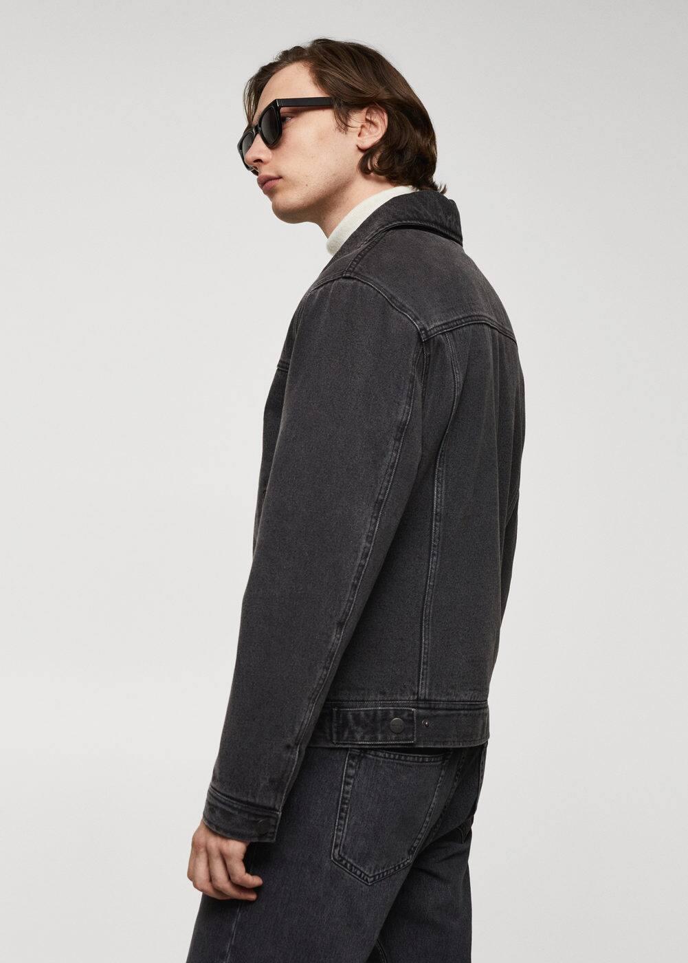 MANGO MAN - Faux shearling-lined denim jacket black denimMen Product Image