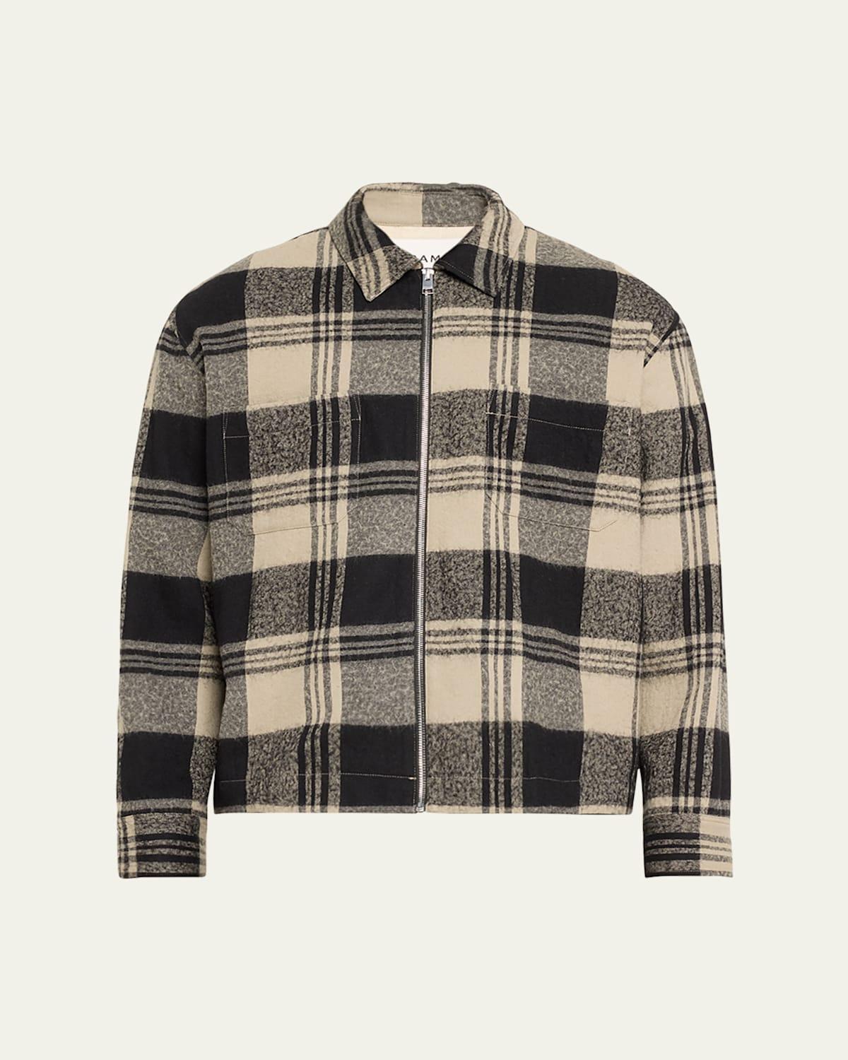 Mens Spring Plaid Cotton-Wool Shirt Jacket Product Image