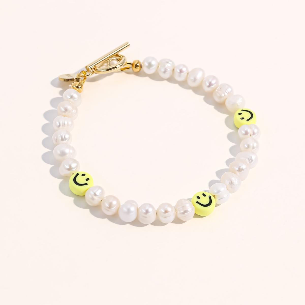 Joey Baby 18K Gold Plated Freshwater Pearls with Smiley Face - HaHa Bracelet 7 For Women Product Image