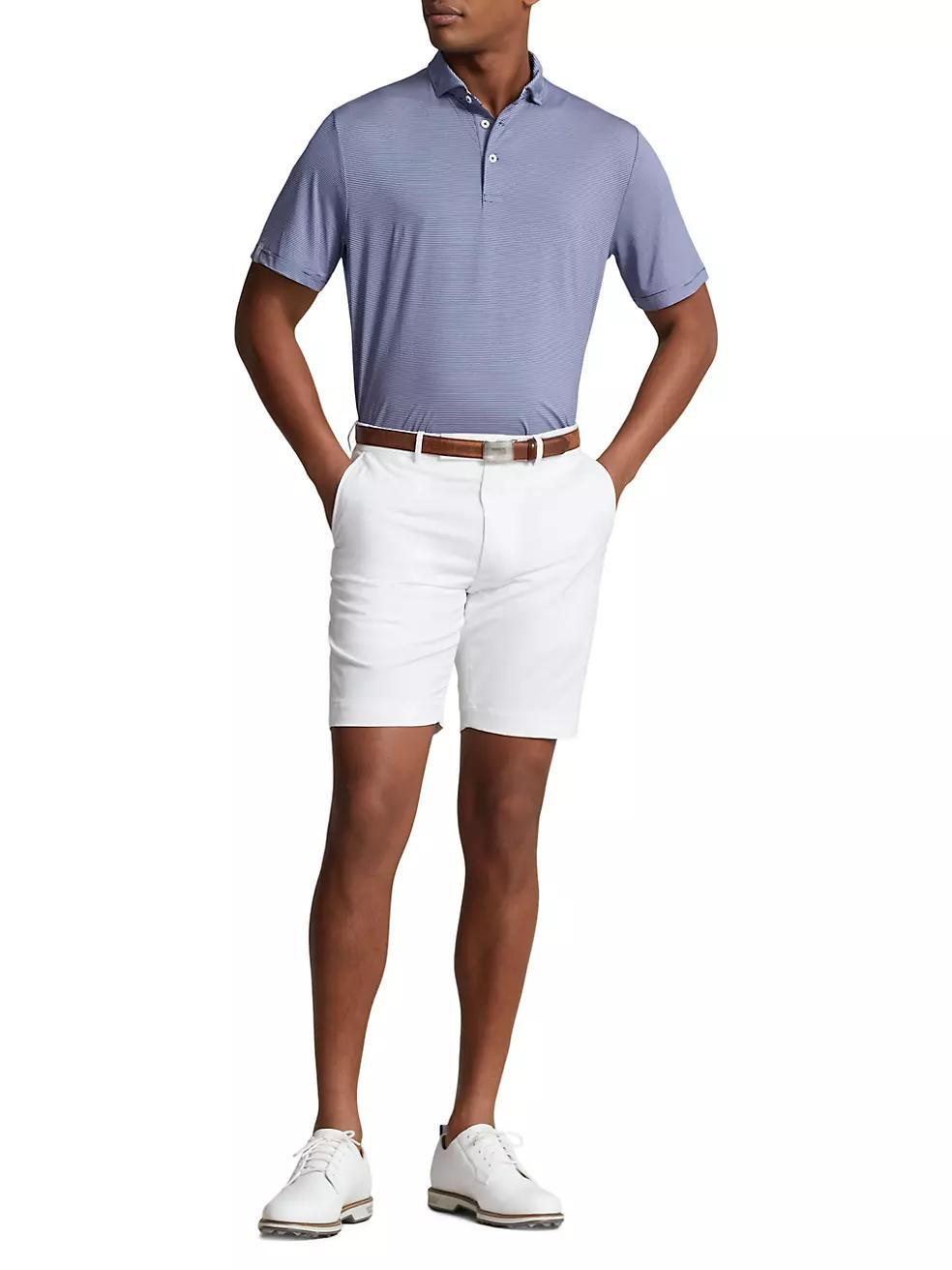 Striped Short-Sleeve Polo Shirt Product Image