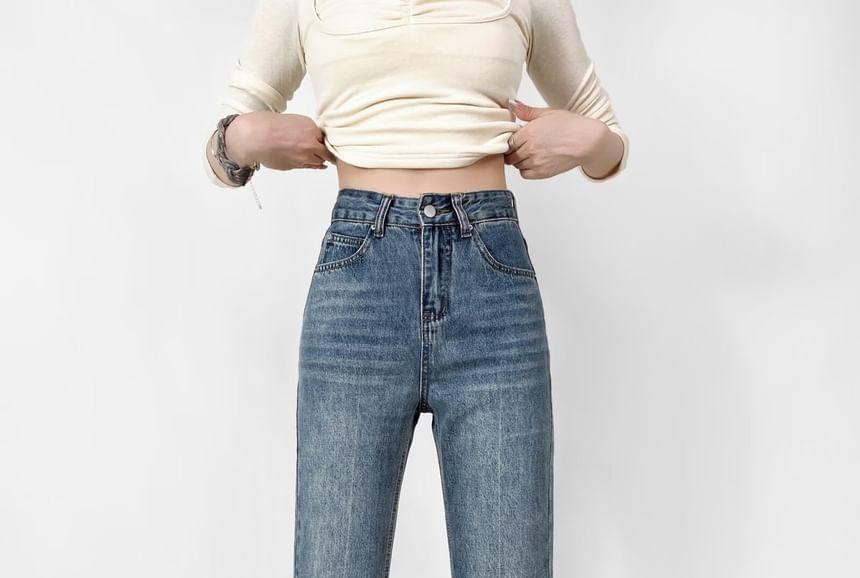 High Rise Washed Flared Jeans Product Image