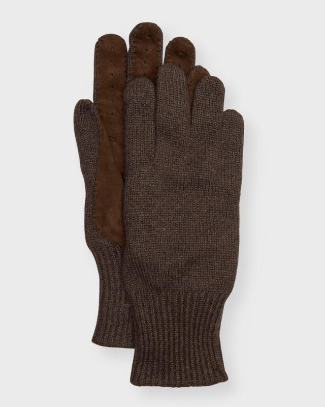 Mens Cashmere Knit Gloves With Suede Palm Product Image