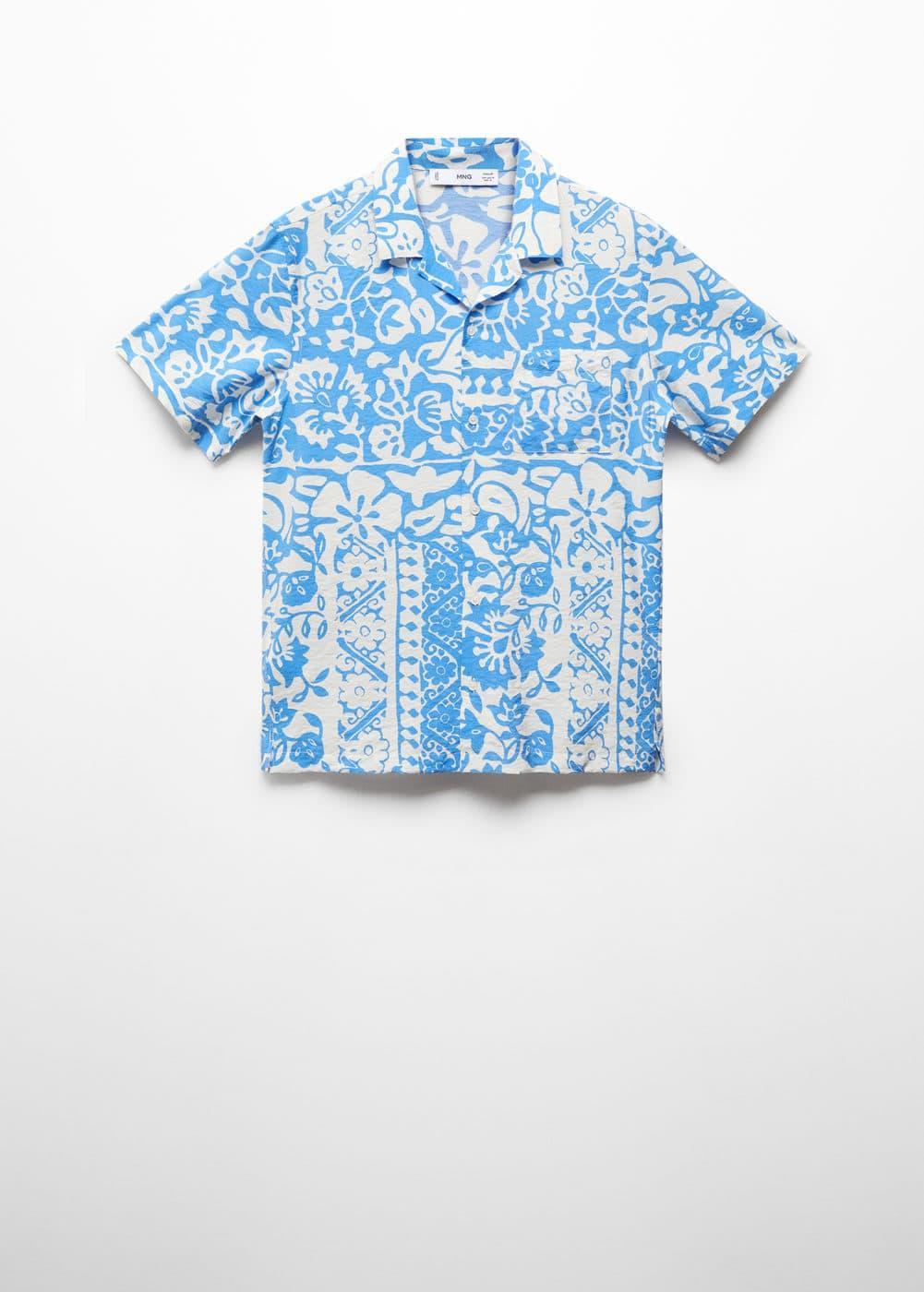 MANGO MAN - Printed fluid regular fit shirt sky blueMen Product Image