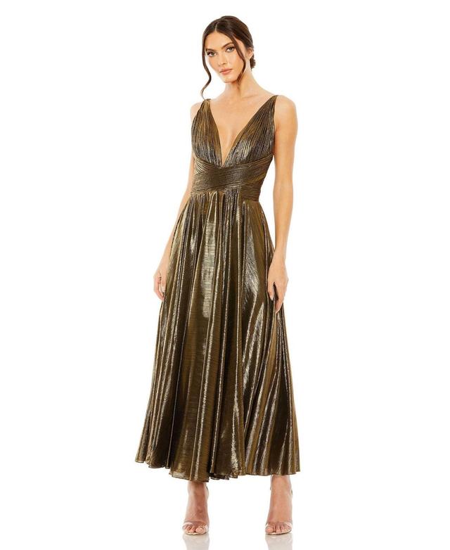 Mac Duggal Pleated Metallic Cocktail Dress Product Image