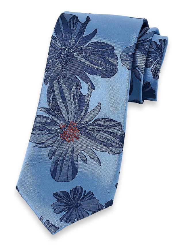 Floral Woven Silk Tie - Blue Product Image