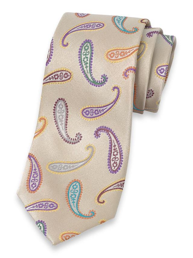 Paisley Woven Silk Tie - Ivory Multi Product Image