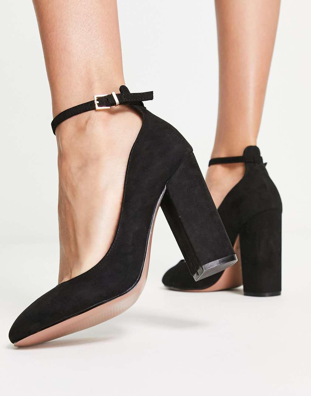 ASOS DESIGN Placid high block heels in black Product Image