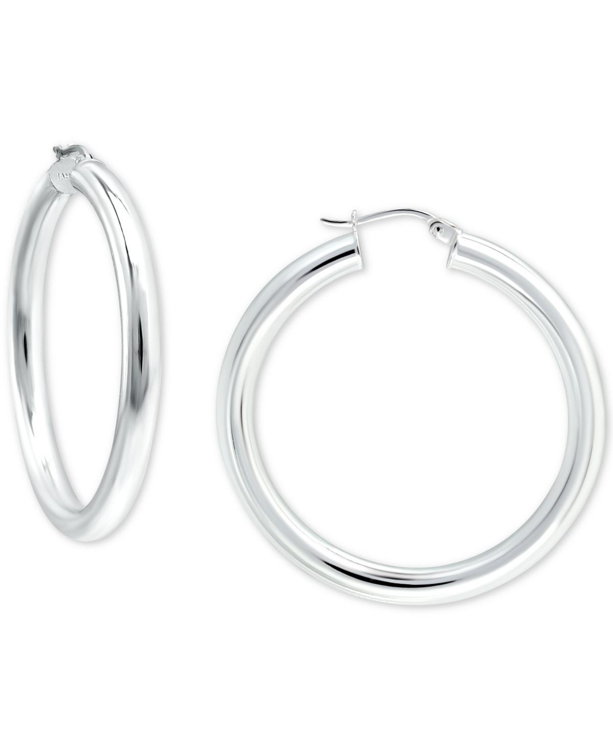 Aleure Precioso Sterling Silver Tube Hoop Earrings, Womens Gold Tone Product Image