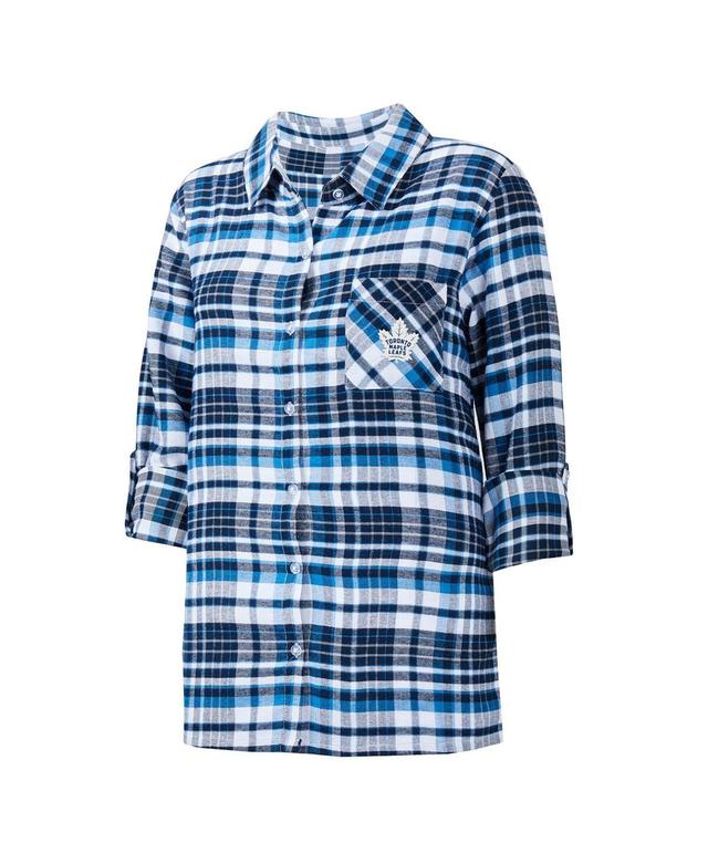 Womens Concepts Sport Blue Toronto Maple Leafs Mainstay Flannel Full-Button Three-Quarter Sleeve Nightshirt Product Image