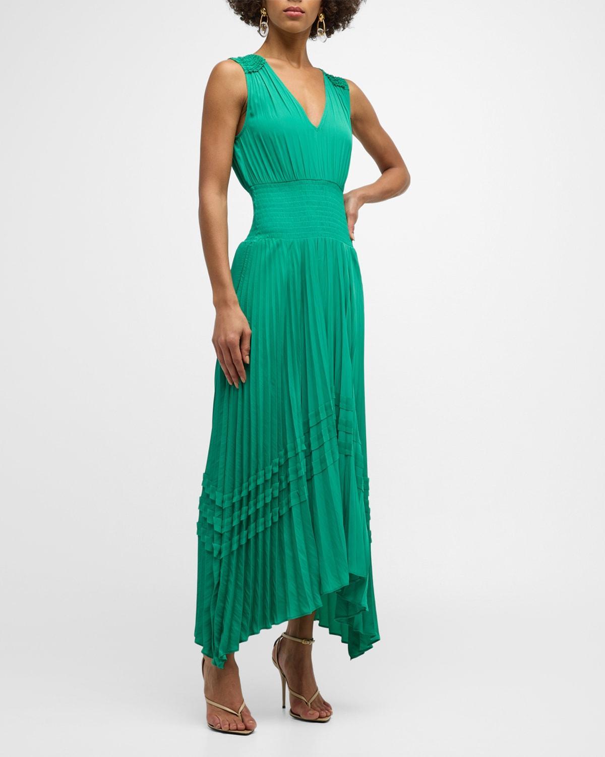 Womens Livia Pleated Sleeveless Midi-Dress Product Image