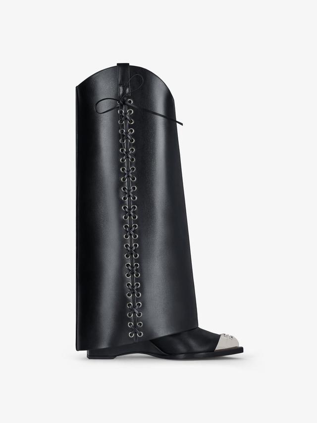 Shark Lock Cowboy boots in corset style leather Product Image