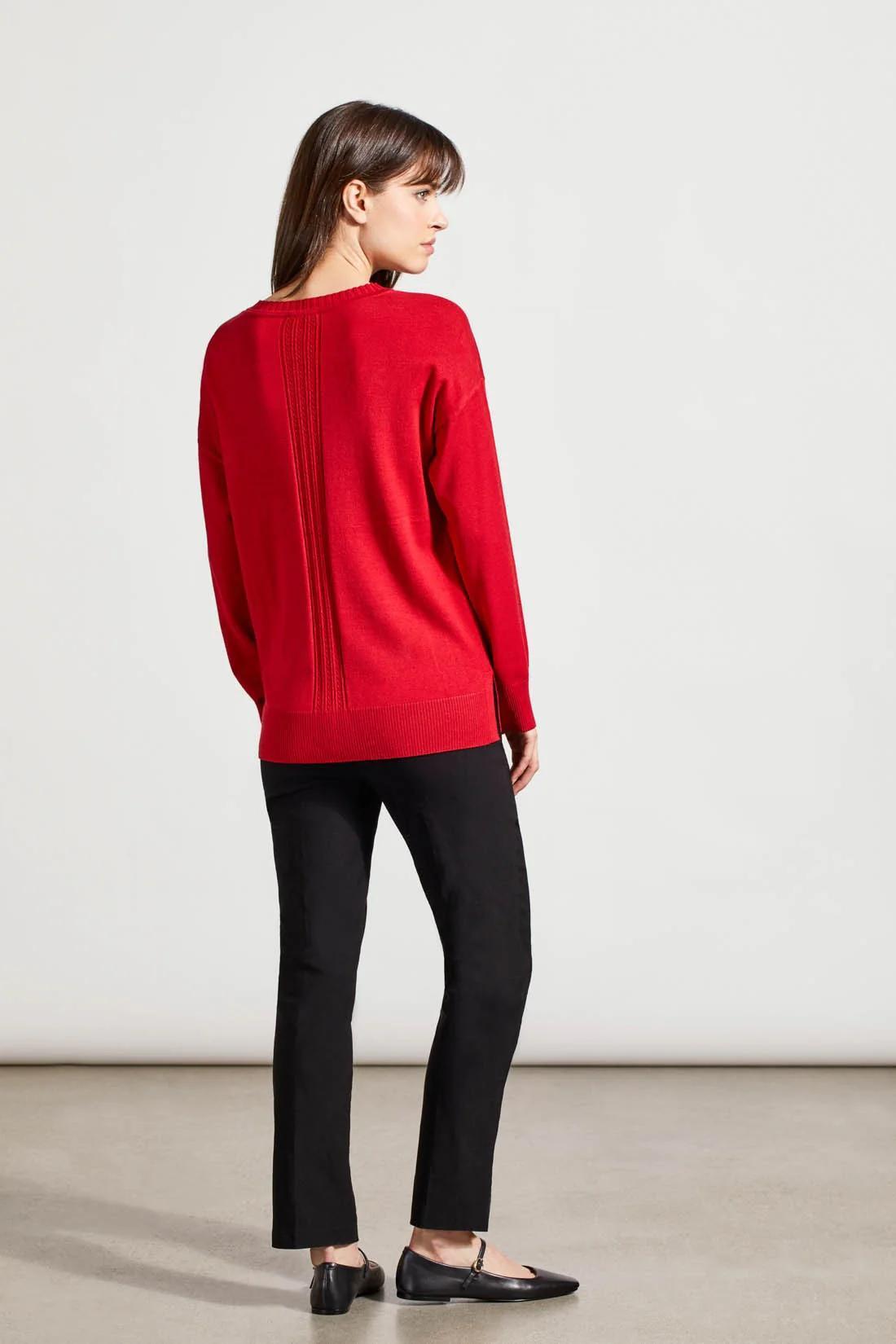 LONG SLEEVE V-NECK SWEATER WITH CABLE KNIT DETAIL Product Image