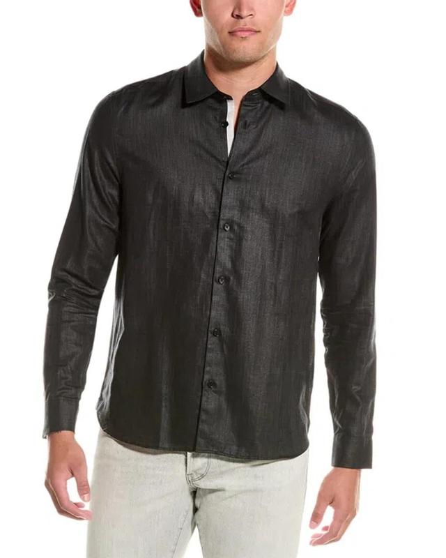 Linen-blend Shirt In Black Product Image