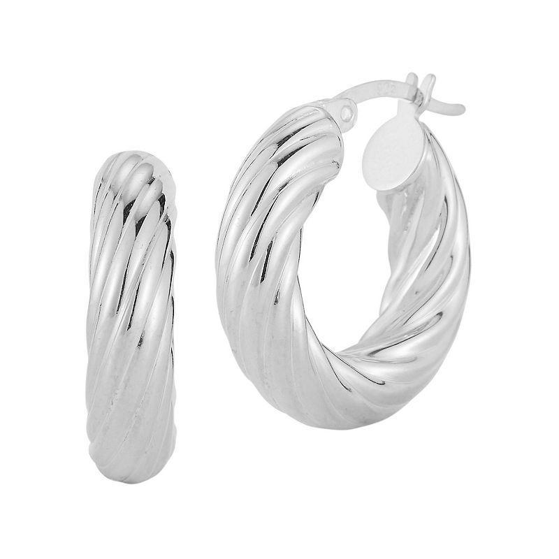 Sunkissed Sterling Bold Twist Hoop Earrings, Womens, Silver Product Image