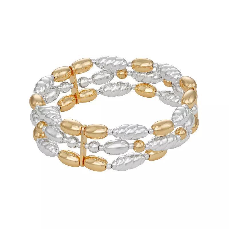 Napier Two Tone Multi Row Stretch Bracelet, Womens Product Image