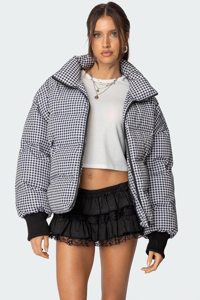 Oversized Gingham Puffer Product Image