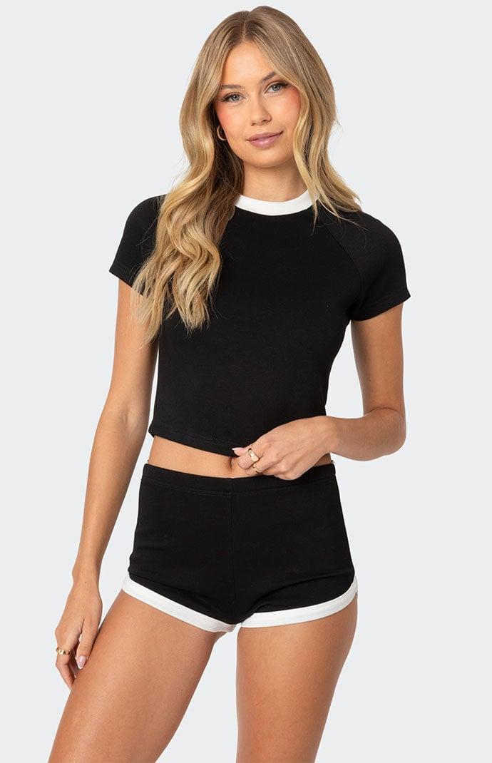 Edikted Womens Elana Contrast Raglan Top in Black Product Image