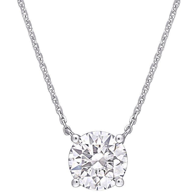 Stella Grace 14k White Gold Lab-Created Moissanite Solitaire Pendant Necklace, Womens Product Image