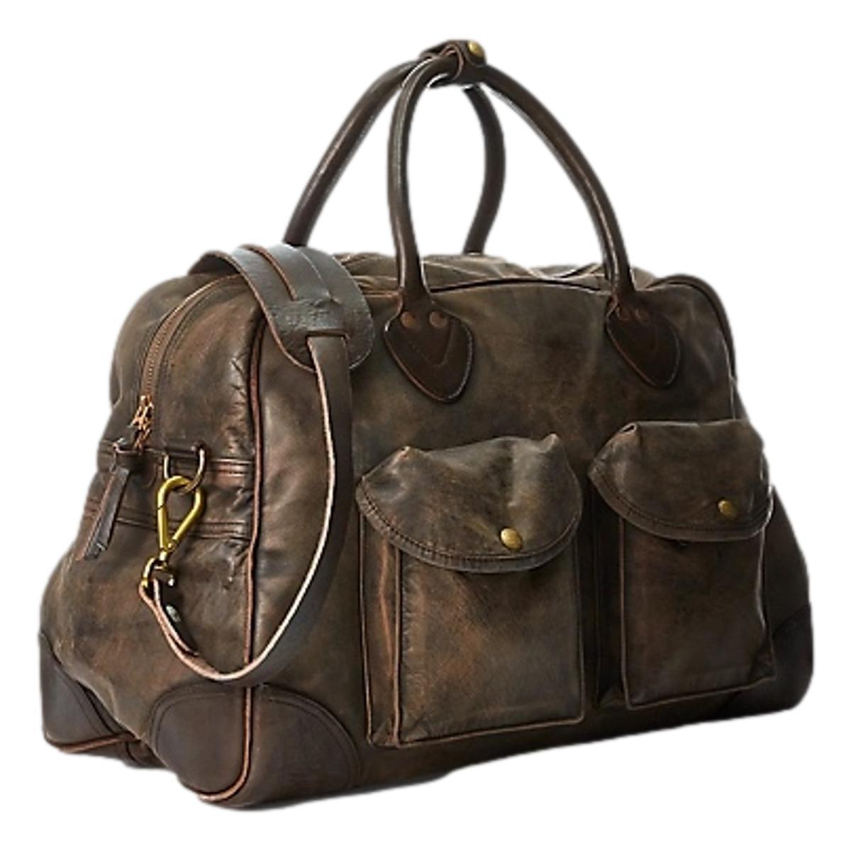 Leather Duffel Black Over Brown Product Image