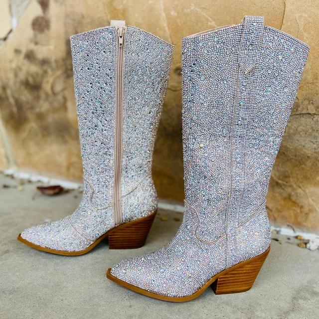 Nashville Glitz & Glam Silver Rhinestone Boots Product Image