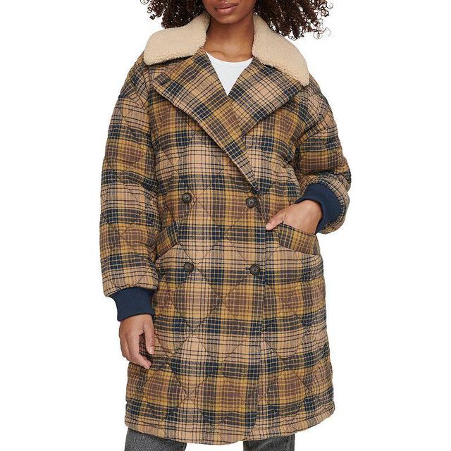 levis Quilted Plaid Double Breasted Coat with High Pile Fleece Collar Product Image