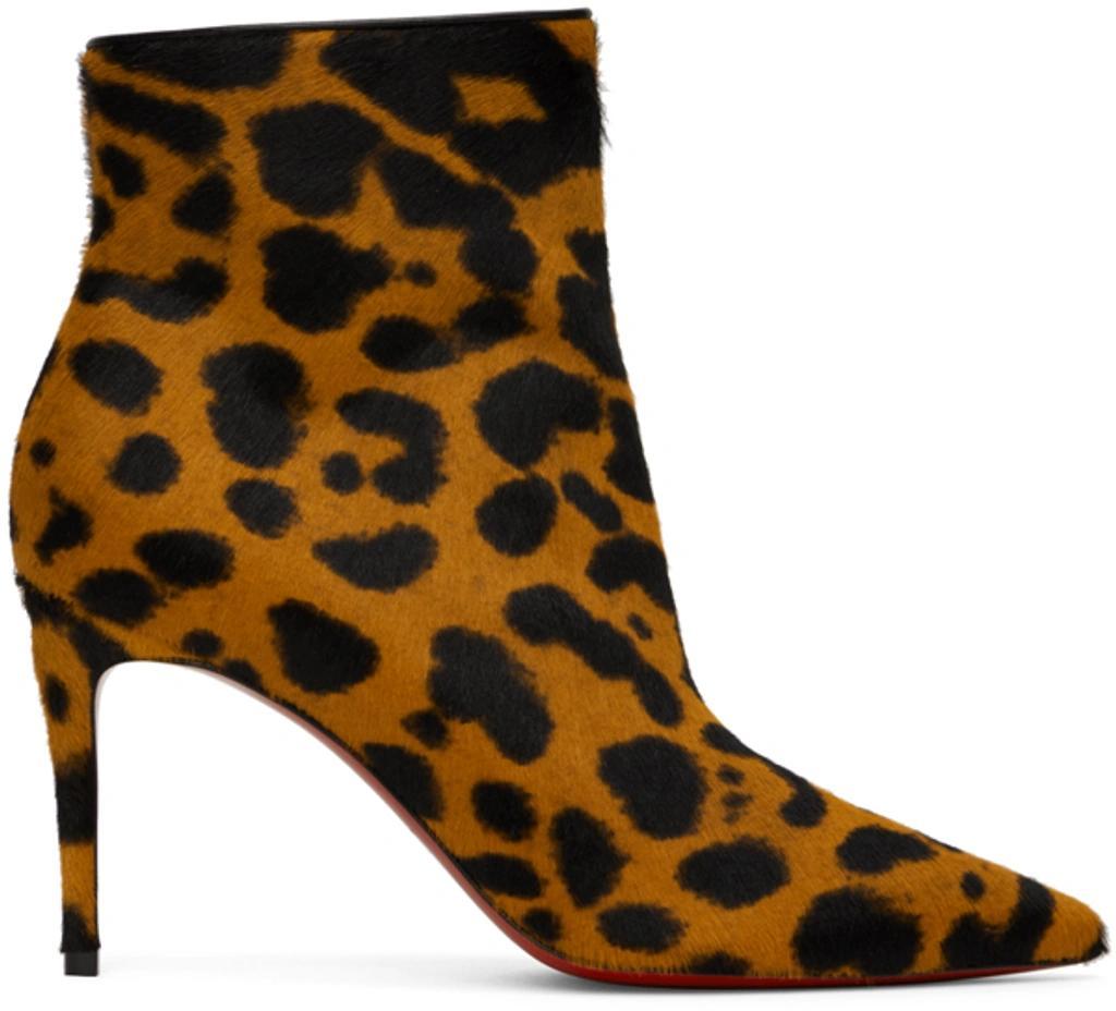 CHRISTIAN LOUBOUTIN So Kate Leopard Suede Red Sole Booties In Brown Product Image