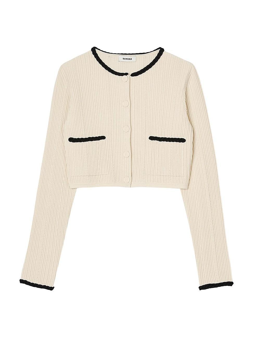 Womens Pointelle Knit Cardigan Product Image