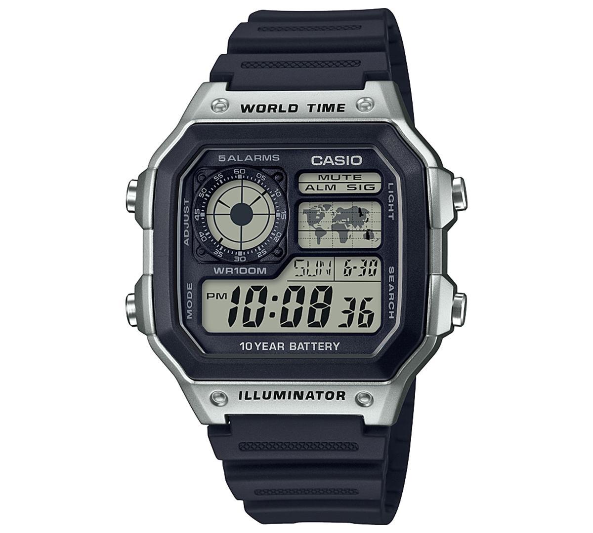 Casio Mens Digital Black Resin Strap Watch 42.1mm - Black Product Image