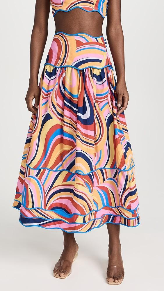 FARM Rio Multicolor Waves Midi Skirt | Shopbop Product Image