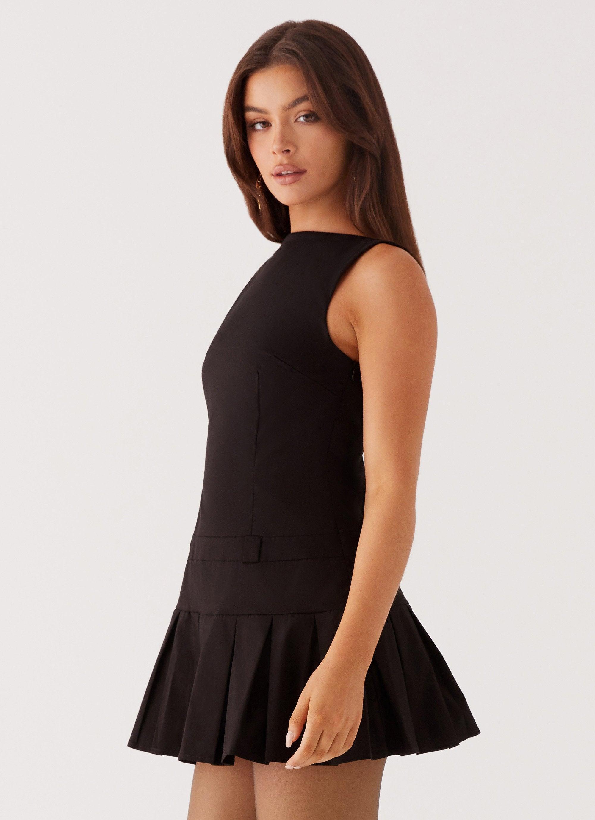 Twilight Pleated Mini Dress - Black Product Image