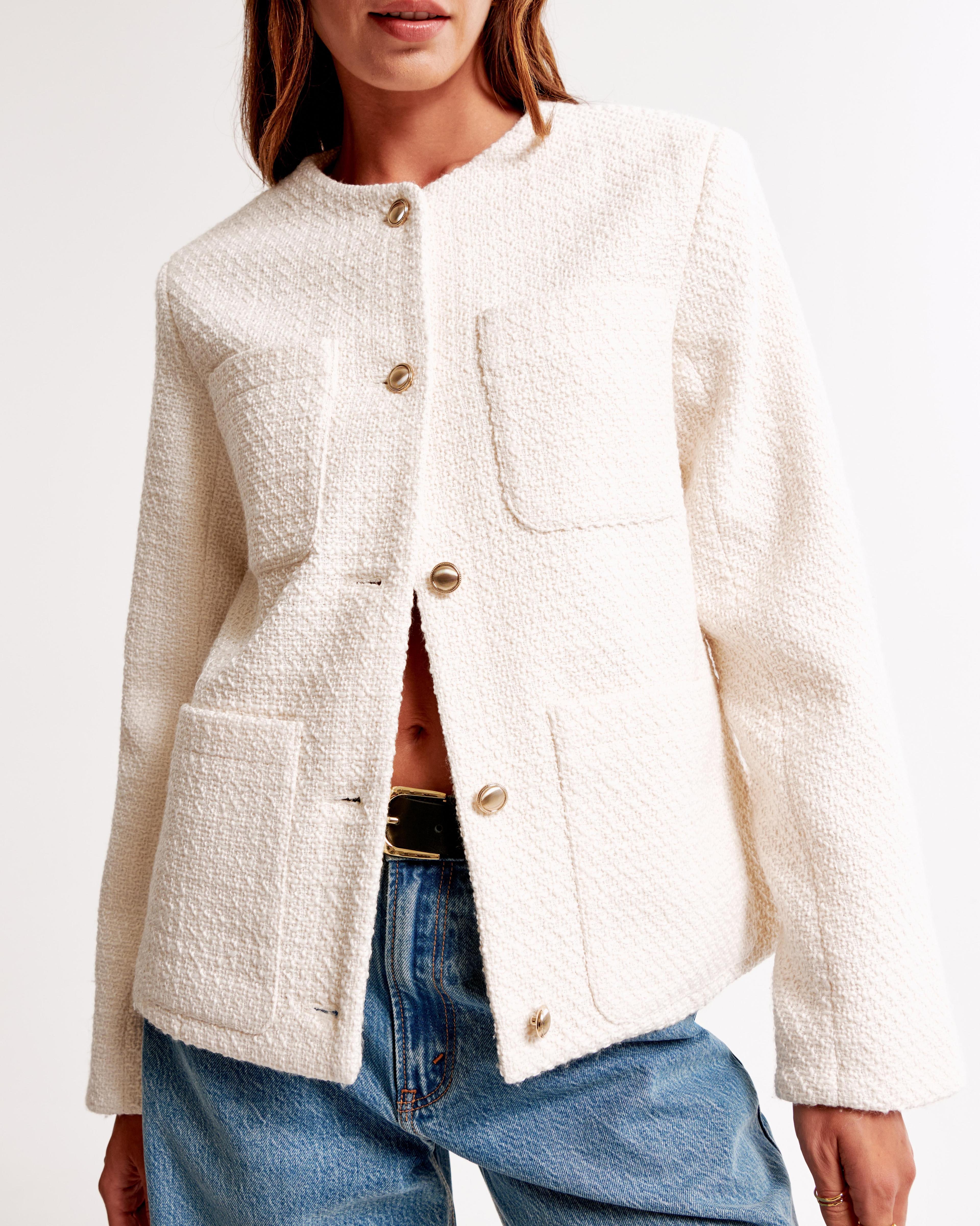 Collarless Tweed Jacket Product Image