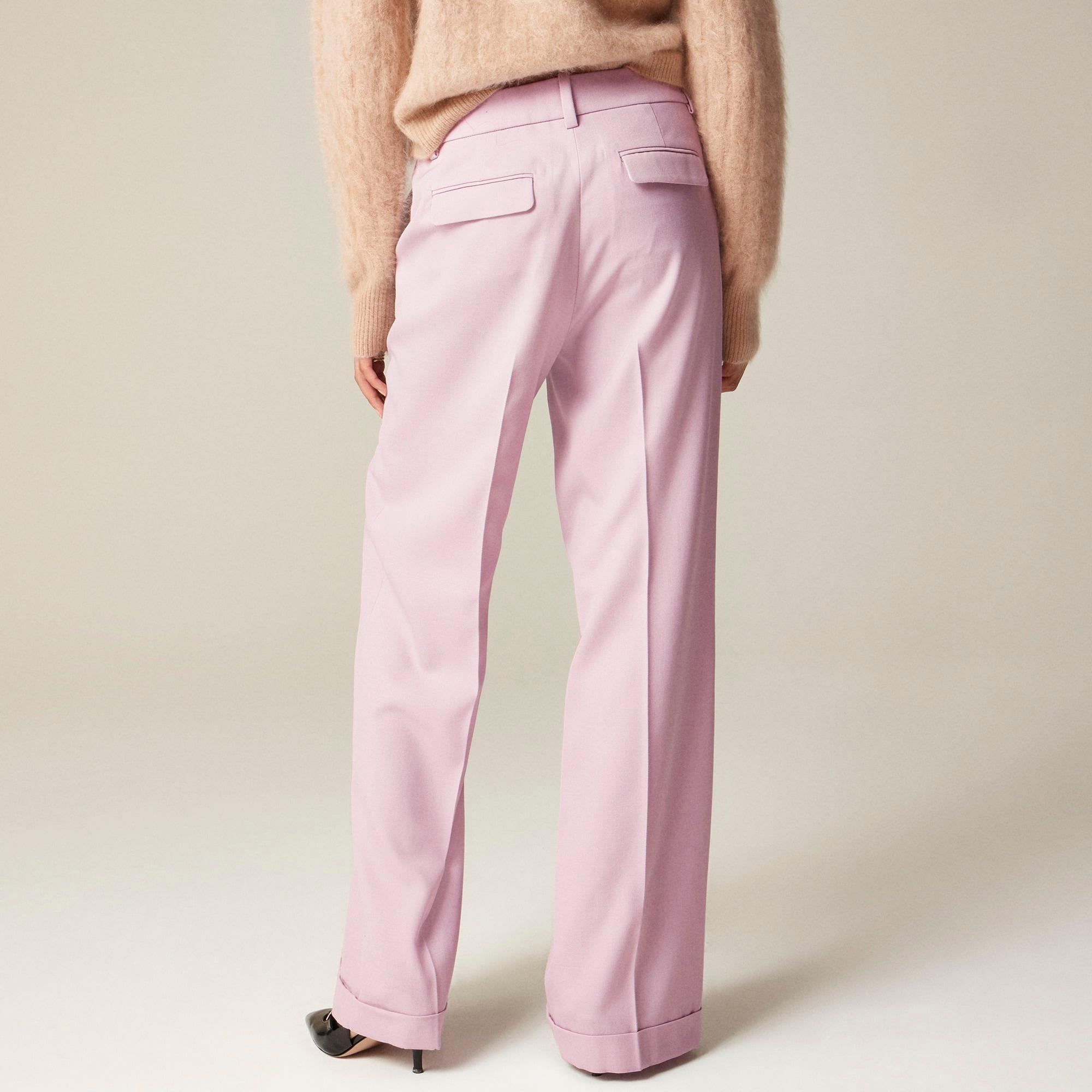 Cuffed wide-leg trouser pant in wool blend Product Image