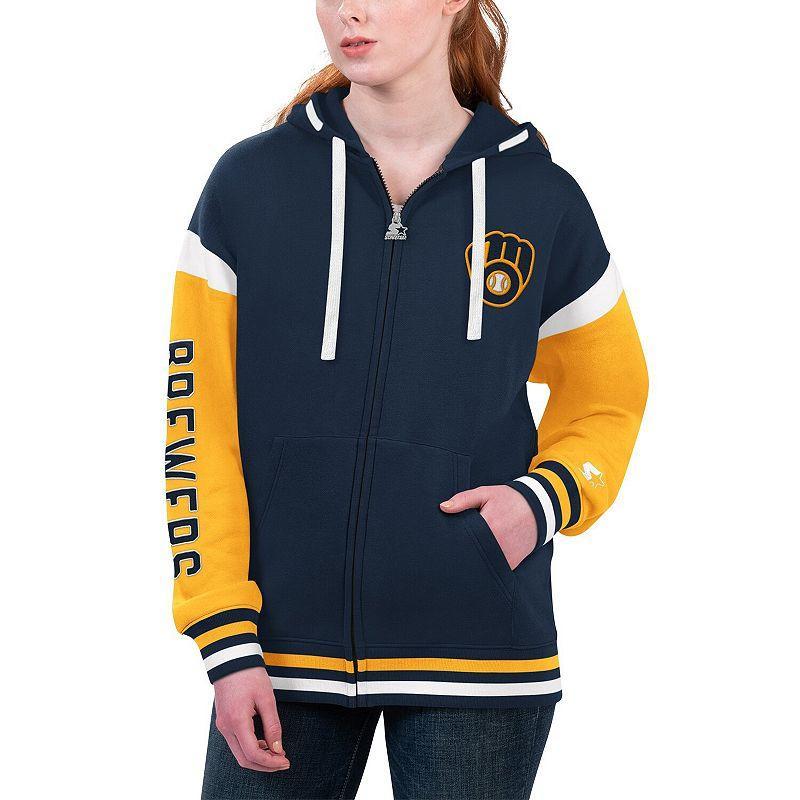 Womens Starter Navy Milwaukee Brewers Homestretch Full-Zip Hoodie Product Image