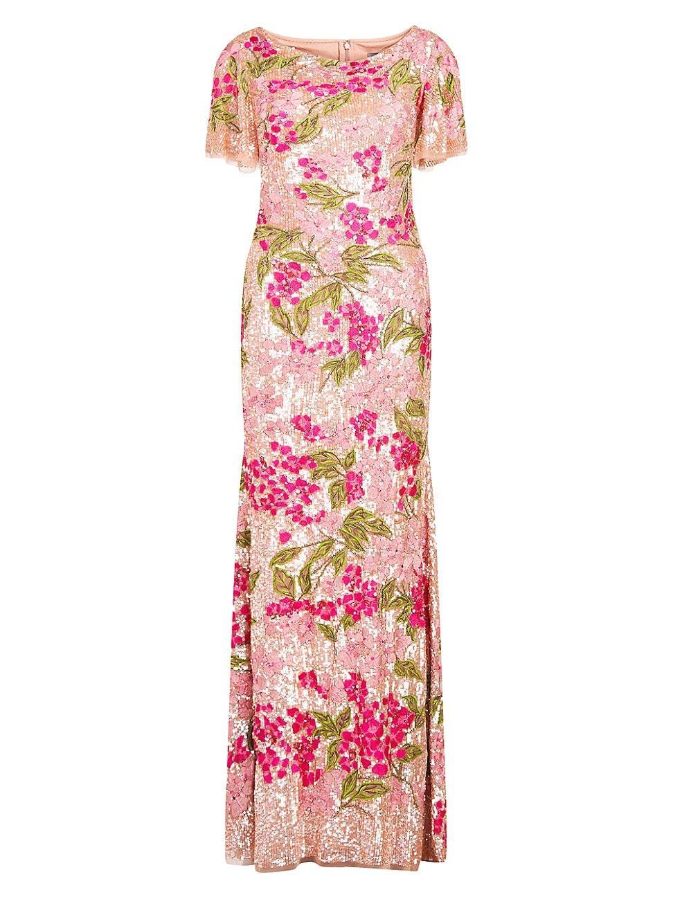 Womens Adelina Floral Sequin Column Gown Product Image