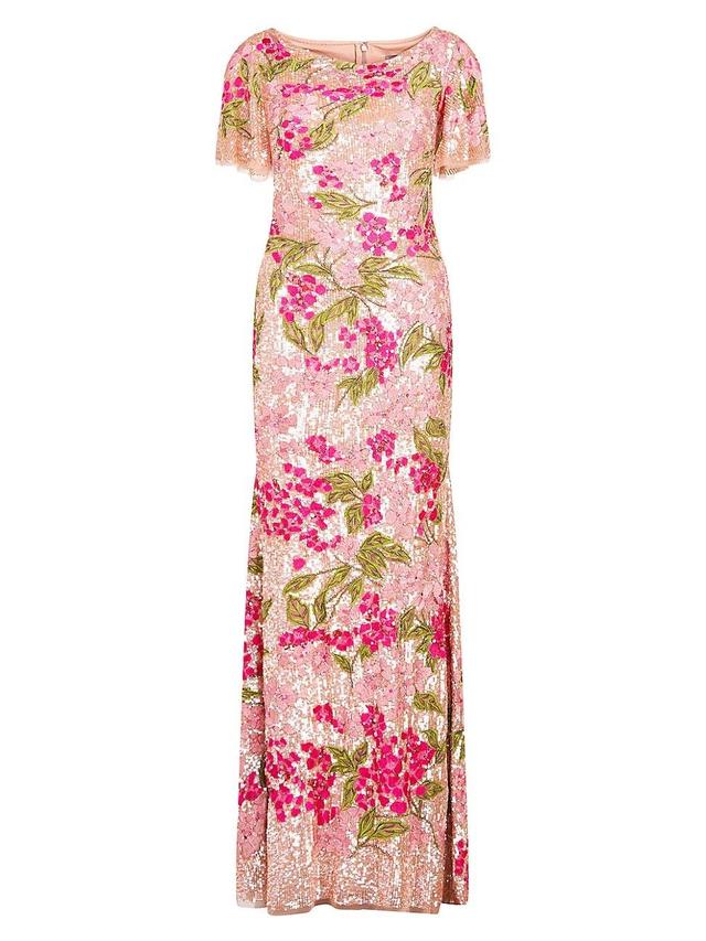 Womens Adelina Floral Sequin Column Gown Product Image