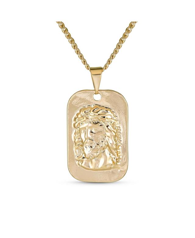 Unisex Religious Metal Dog tog Style Medallion Face of Jesus Christ Head Necklace Pendant Yellow Gold Plated For Men Teens Product Image