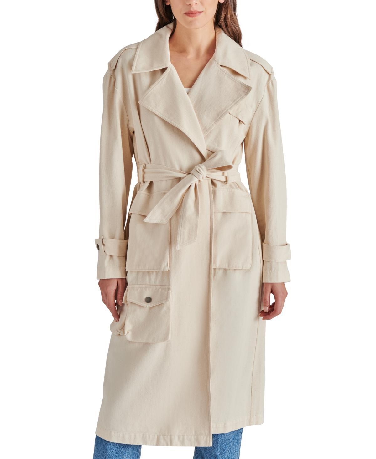 Steve Madden Womens Sunday Cotton Belted Trench Coat product image