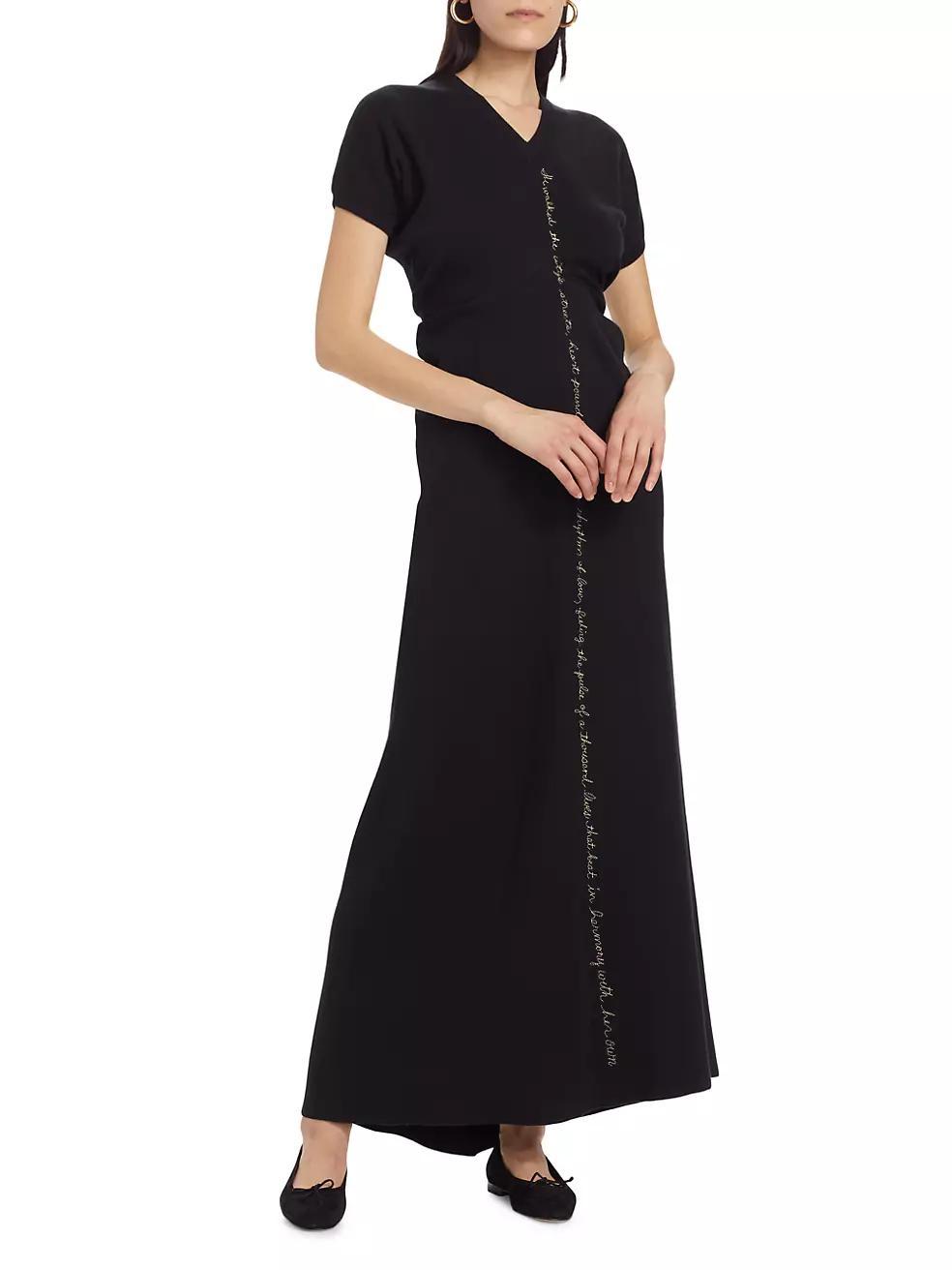 Jane Embroidered Knit Maxi Dress Product Image